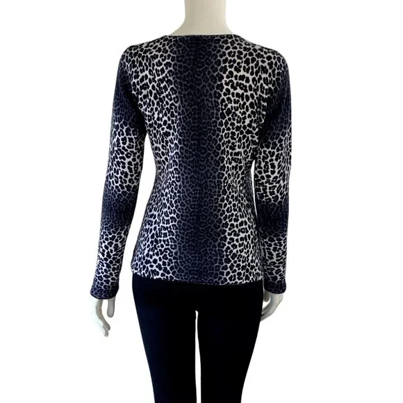 Saks Fifth Avenue Neutral Leopard Cashmere Pullover Knit Sweater - Size M